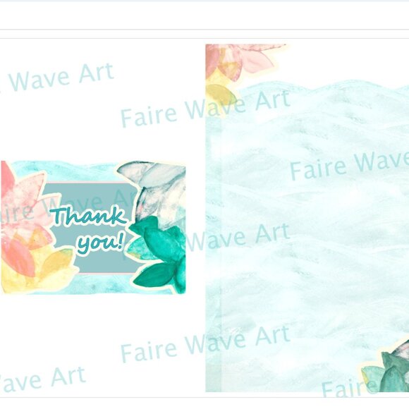 Tropical Pastel Floral Sampler of 5 Greeting Cards - Thank you, Happy Birthday - Picture 2 of 7